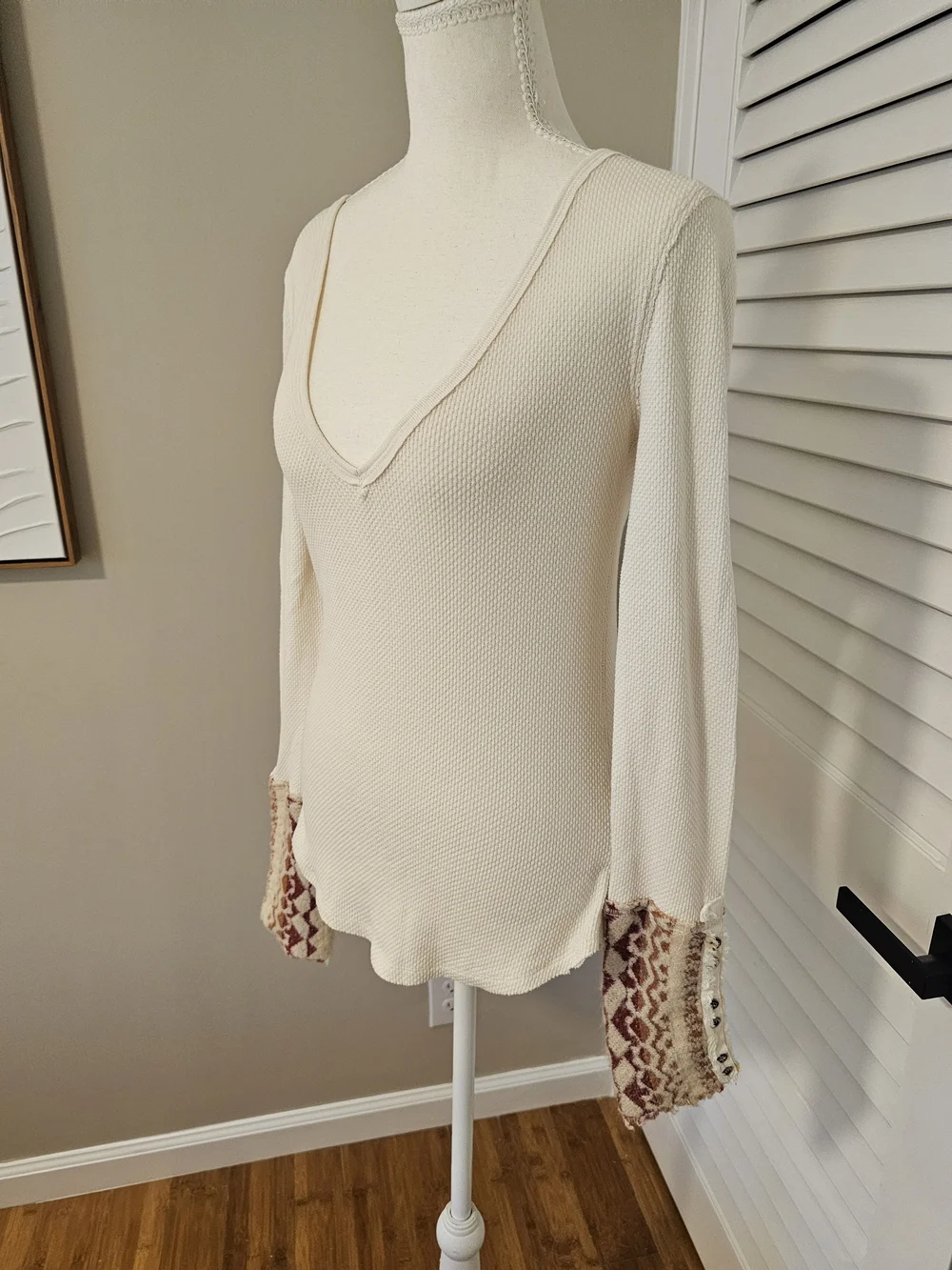 🤍 Free People We The Free Art School Cuff Thermal Henley | Size M | NWT/NWOT